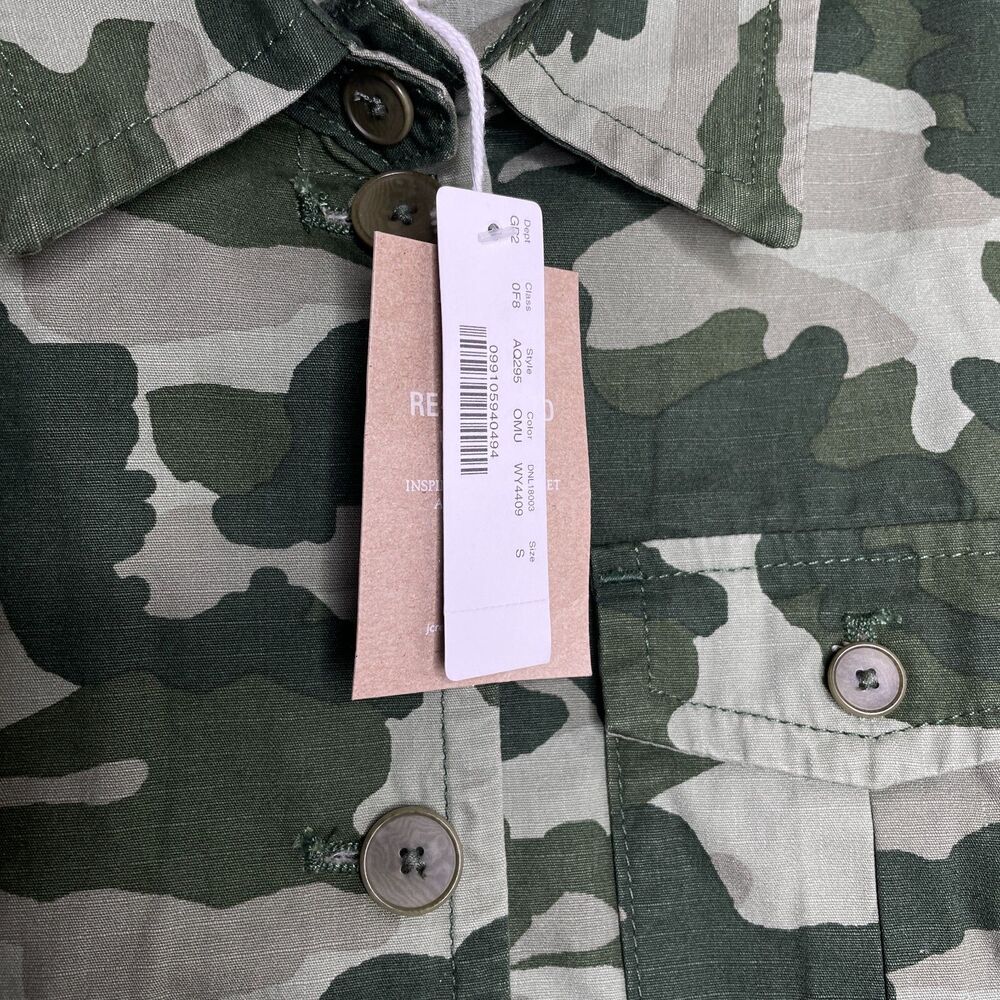 NWT J. CREW Garment Dyed Lightweight Camo Green Jacket Womens Size Small AQ295 - Picture 5 of 7